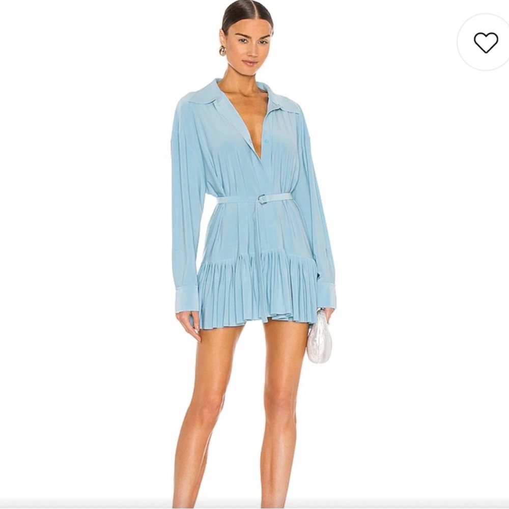 Norma Kamali Boyfriend Shirt Powder Blue Dress